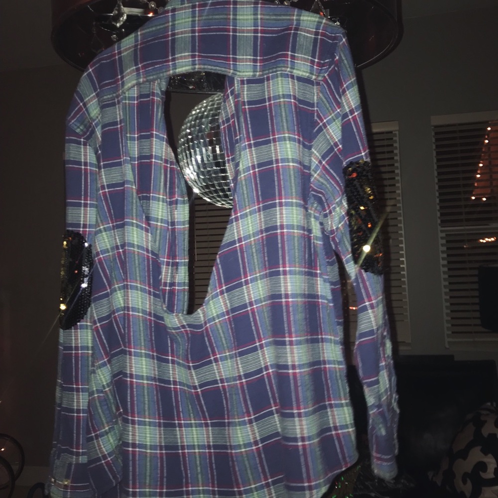 Vintage Cutout Back Sequin Elbow Flannel ✨⚡️✨